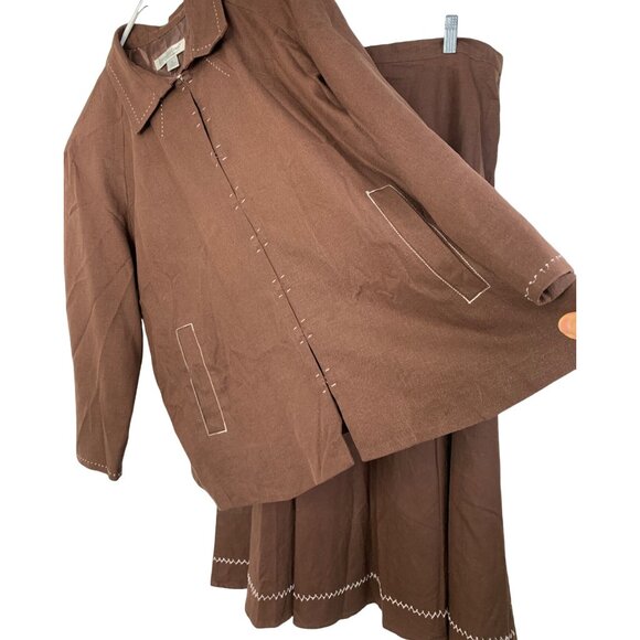 Coldwater Creek 2 piece Midi Skirt Linen Set Jacket Seperates Mixed Size L / XL - Picture 5 of 12